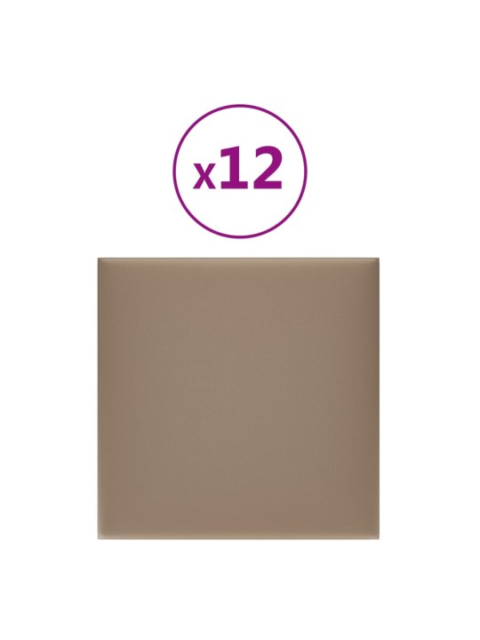 Nástěnné panely 12 ks cappuccino 30 x 30 cm umělá kůže 1,08 m²