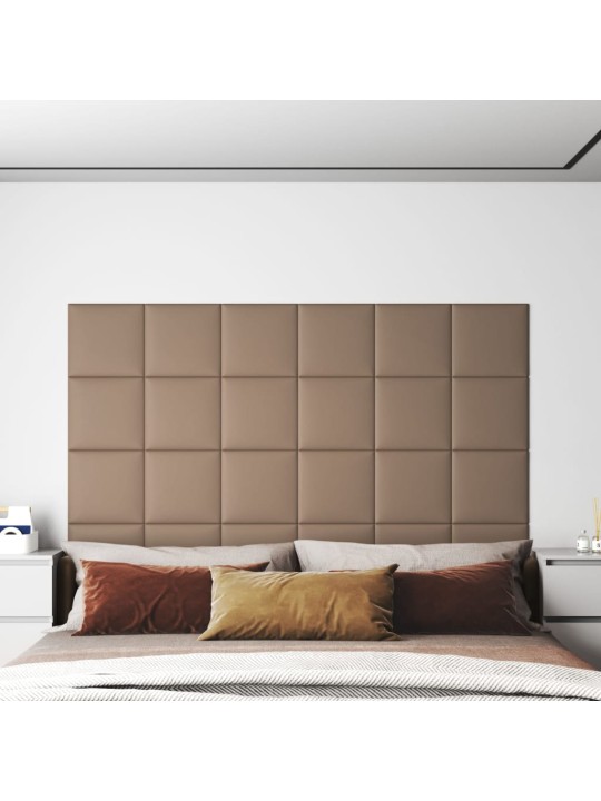 Nástěnné panely 12 ks cappuccino 30 x 30 cm umělá kůže 1,08 m²