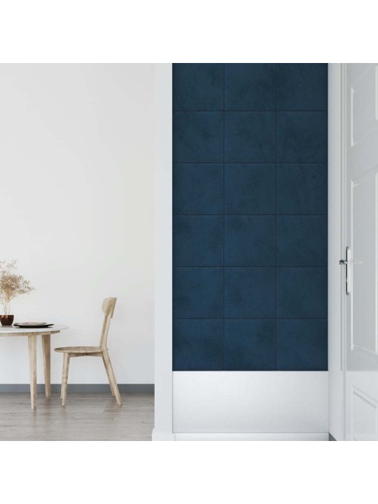 Nástěnné panely 12 ks modré 30 x 30 cm samet 1,08 m²
