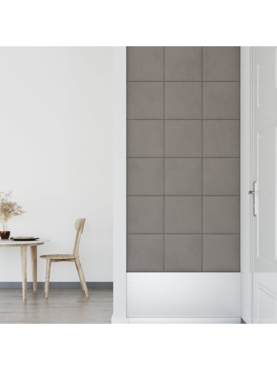 Nástěnné panely 12 ks světle šedé 30 x 30 cm samet 1,08 m²