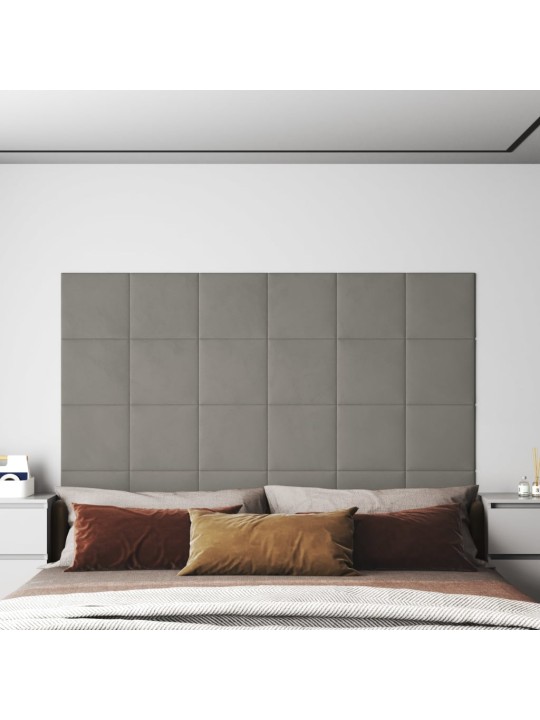 Nástěnné panely 12 ks světle šedé 30 x 30 cm samet 1,08 m²