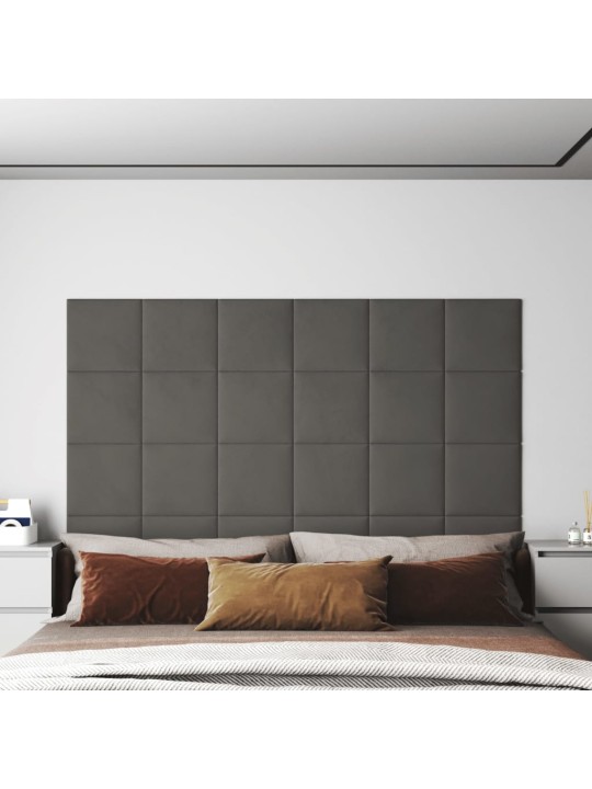 Nástěnné panely 12 ks tmavě šedé 30 x 30 cm samet 1,08 m²