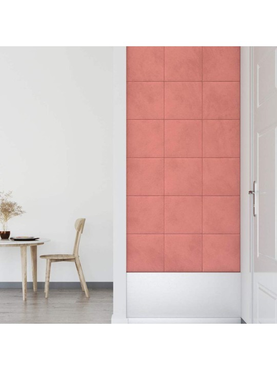 Nástěnné panely 12 ks růžové 30 x 30 cm samet 1,08 m²