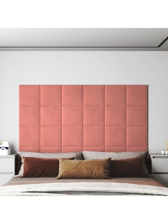 Nástěnné panely 12 ks růžové 30 x 30 cm samet 1,08 m²