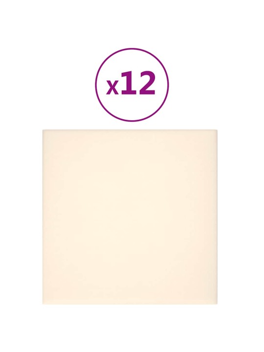 Nástěnné panely 12 ks krémové 30 x 30 cm samet 1,08 m²