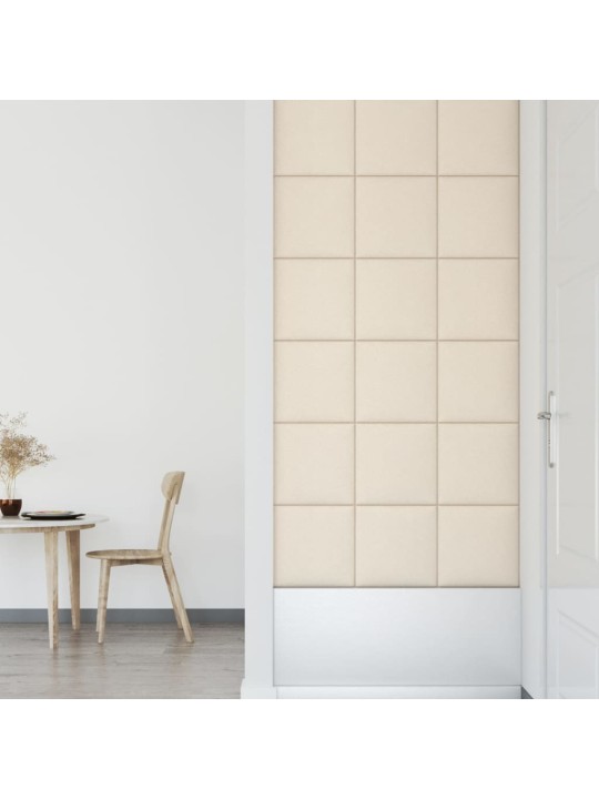 Nástěnné panely 12 ks krémové 30 x 30 cm samet 1,08 m²
