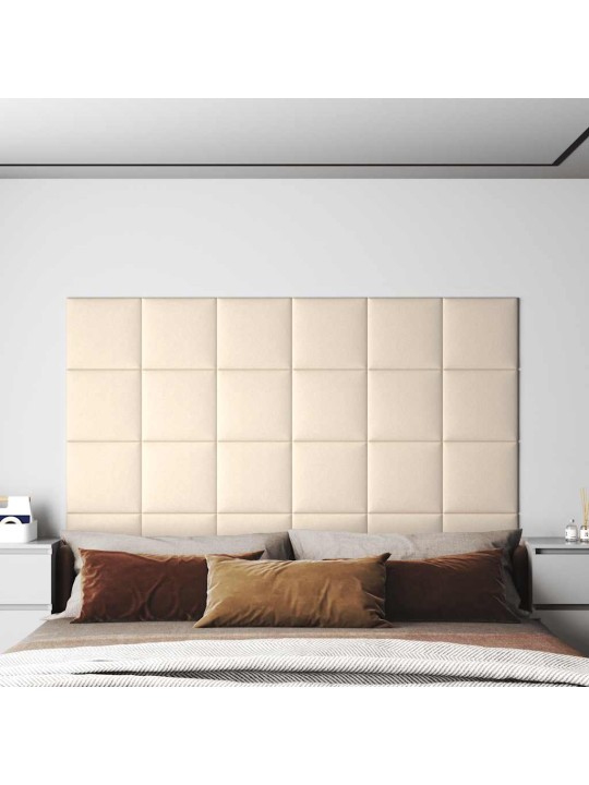 Nástěnné panely 12 ks krémové 30 x 30 cm samet 1,08 m²