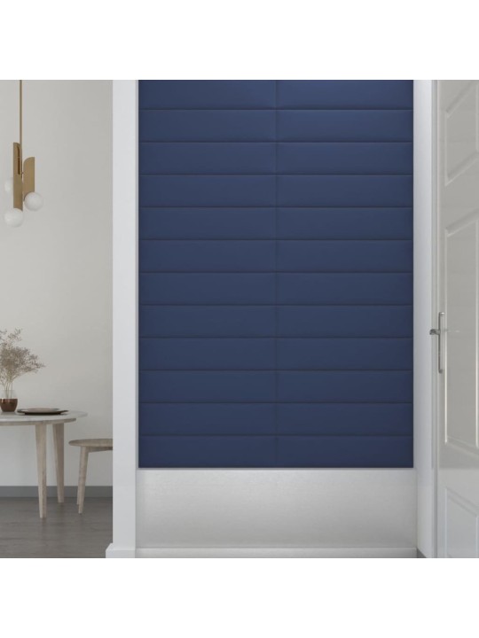 Nástěnné panely 12 ks modré 60 x 15 cm textil 1,08 m²