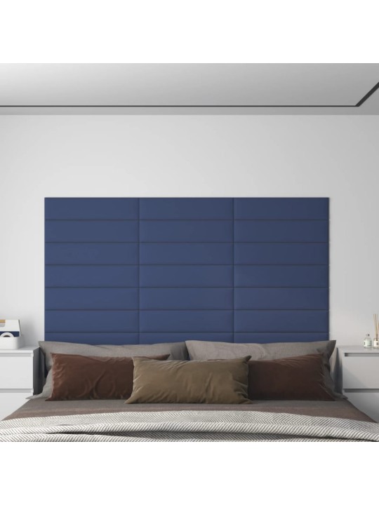 Nástěnné panely 12 ks modré 60 x 15 cm textil 1,08 m²