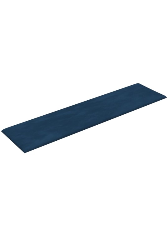 Nástěnné panely 12 ks modré 60 x 15 cm samet 1,08 m²