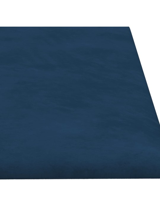 Nástěnné panely 12 ks modré 60 x 15 cm samet 1,08 m²