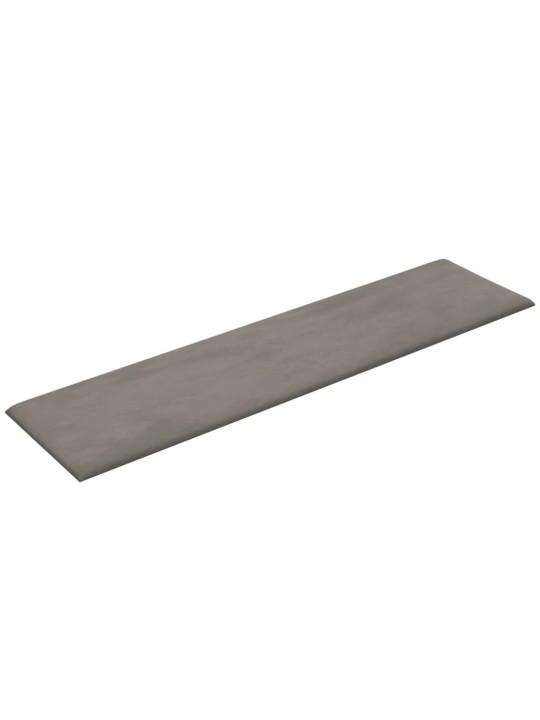 Nástěnné panely 12 ks světle šedé 60 x 15 cm samet 1,08 m²