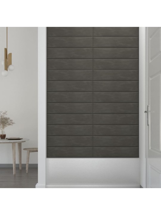 Nástěnné panely 12 ks tmavě šedé 60 x 15 cm samet 1,08 m²