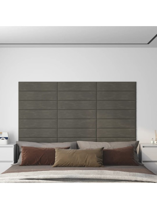 Nástěnné panely 12 ks tmavě šedé 60 x 15 cm samet 1,08 m²