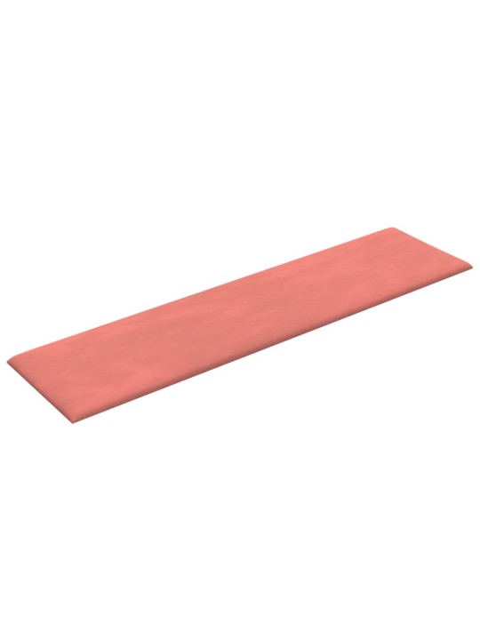 Nástěnné panely 12 ks růžové 60 x 15 cm samet 1,08 m²