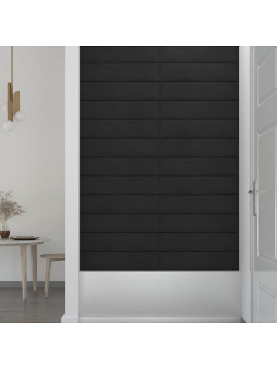 Nástěnné panely 12 ks černé 60 x 15 cm samet 1,08 m²