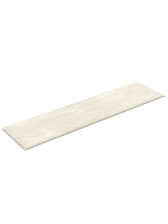 Nástěnné panely 12 ks krémové 60 x 15 cm samet 1,08 m²