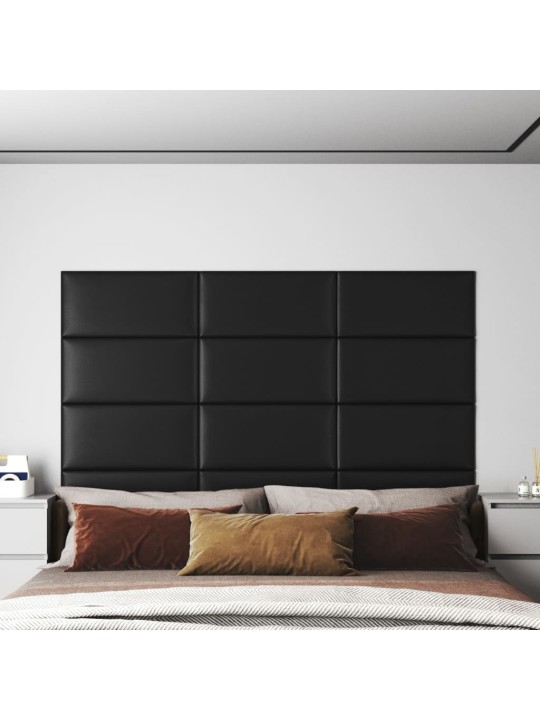 Nástěnné panely 12 ks černé 60 x 30 cm umělá kůže 2,16 m²