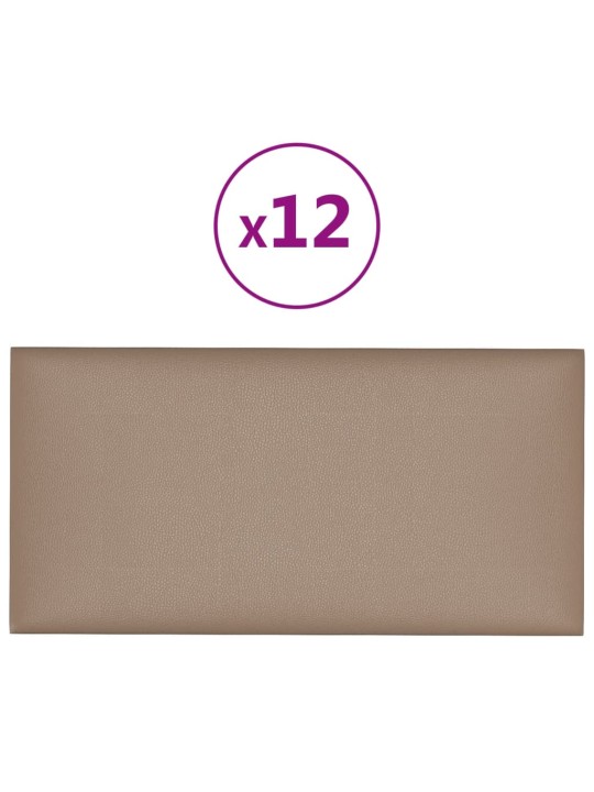 Nástěnné panely 12 ks cappuccino 60 x 30 cm umělá kůže 2,16 m²