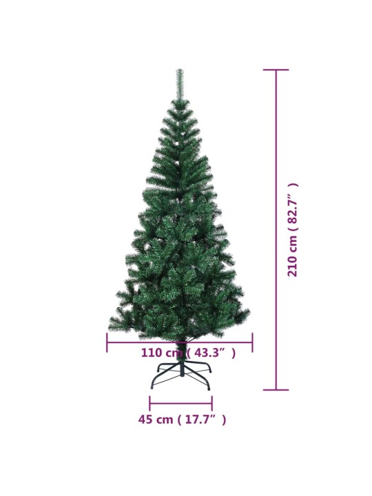 Umělý vánoční stromek s duhovým jehličím zelený 210 cm PVC