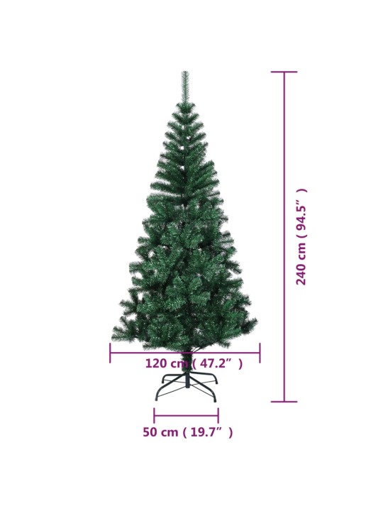 Umělý vánoční stromek s duhovým jehličím zelený 240 cm PVC