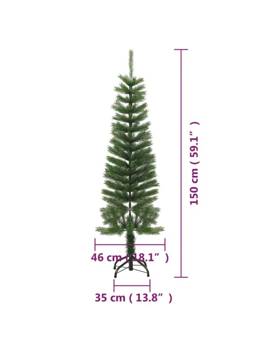 Umělý úzký vánoční stromek se stojanem 150 cm PE
