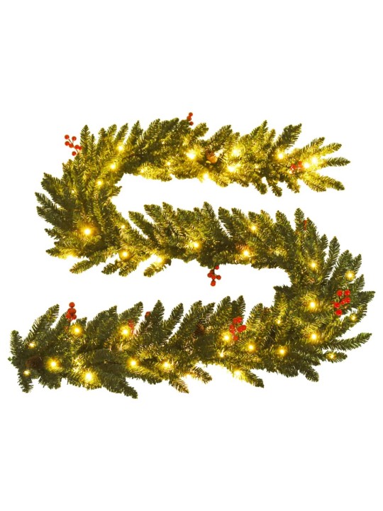 Umělé vánoční stromky 2 ks s věncem, girlandou a LED diodami