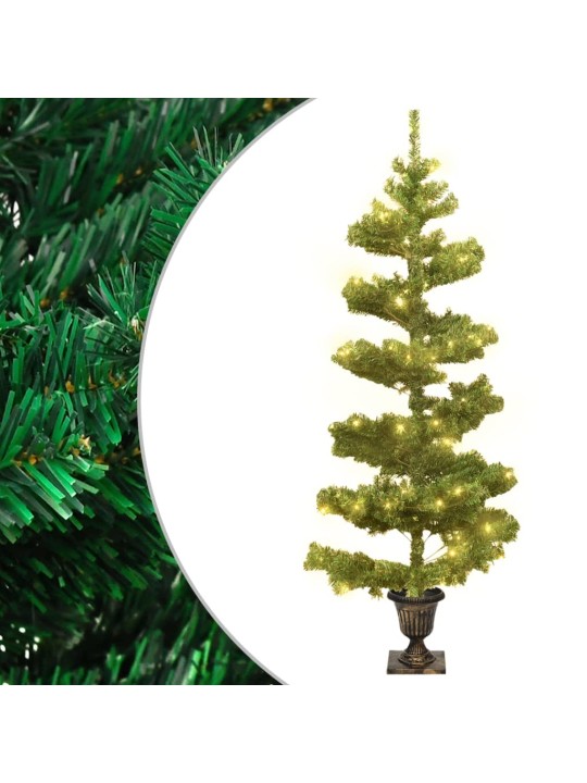 Spirálový vánoční stromek s LED a květináčem zelený 120 cm PVC