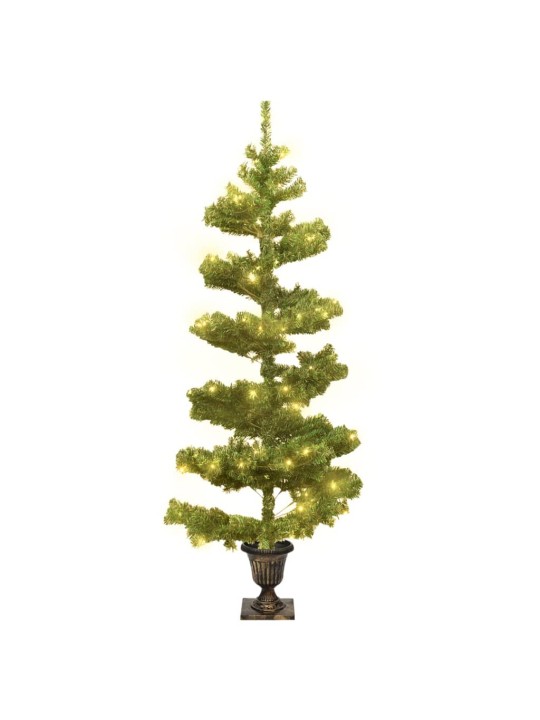 Spirálový vánoční stromek s LED a květináčem zelený 120 cm PVC