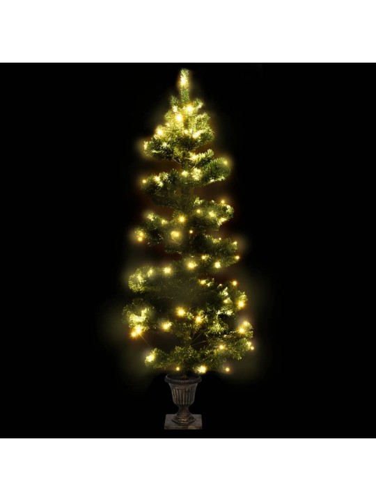 Spirálový vánoční stromek s LED a květináčem zelený 120 cm PVC