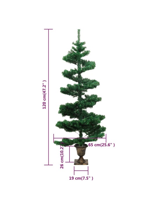 Spirálový vánoční stromek s LED a květináčem zelený 120 cm PVC