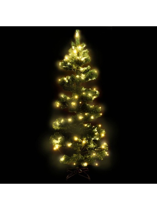 Spirálový vánoční stromek s LED a stojanem zelený 150 cm PVC