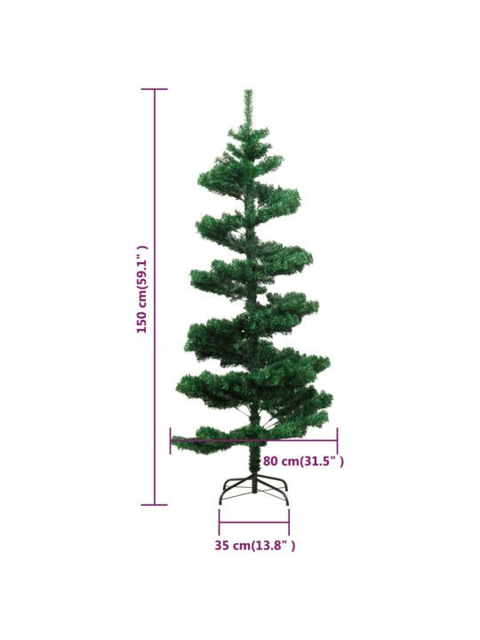 Spirálový vánoční stromek s LED a stojanem zelený 150 cm PVC