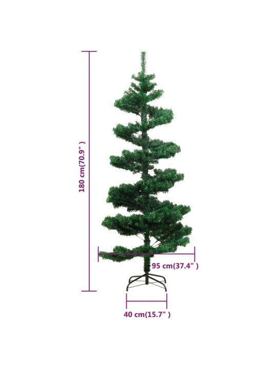 Spirálový vánoční stromek s LED a stojanem zelený 180 cm PVC
