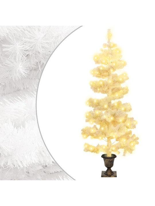 Spirálový vánoční stromek s LED a květináčem bílý 120 cm PVC