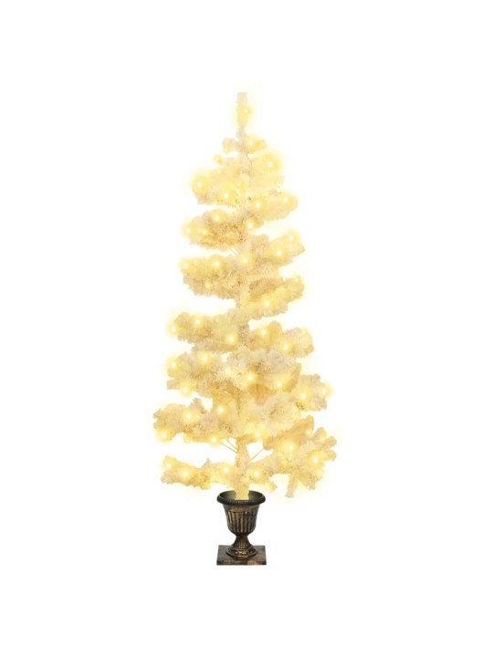 Spirálový vánoční stromek s LED a květináčem bílý 120 cm PVC