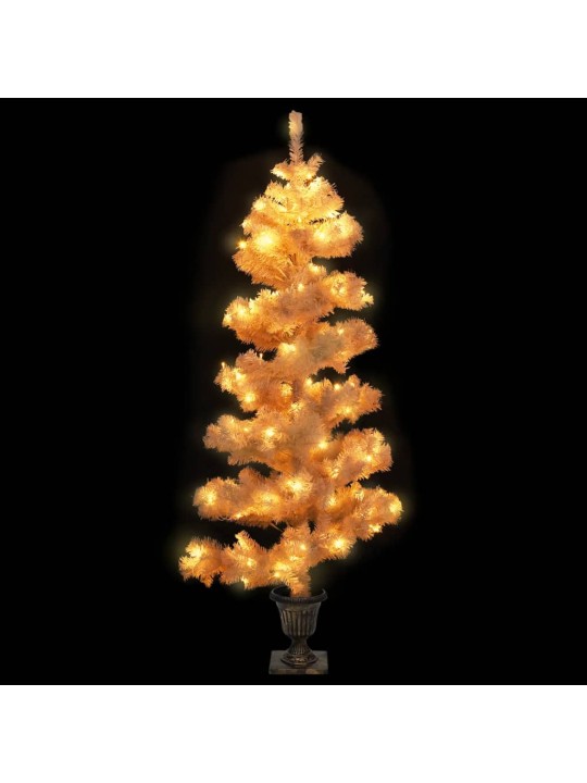 Spirálový vánoční stromek s LED a květináčem bílý 120 cm PVC