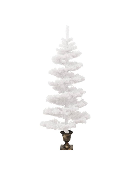 Spirálový vánoční stromek s LED a květináčem bílý 120 cm PVC