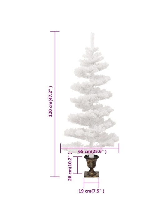 Spirálový vánoční stromek s LED a květináčem bílý 120 cm PVC