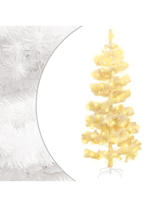 Spirálový vánoční stromek s LED a stojanem bílý 150 cm PVC