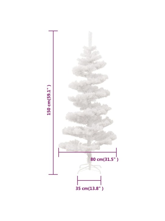 Spirálový vánoční stromek s LED a stojanem bílý 150 cm PVC