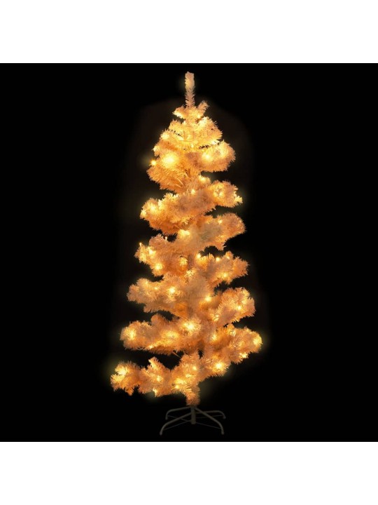 Spirálový vánoční stromek s LED a stojanem bílý 180 cm PVC