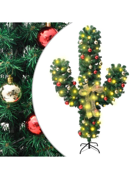 Vánoční kaktus se stojanem a LED zelený 150 cm PVC