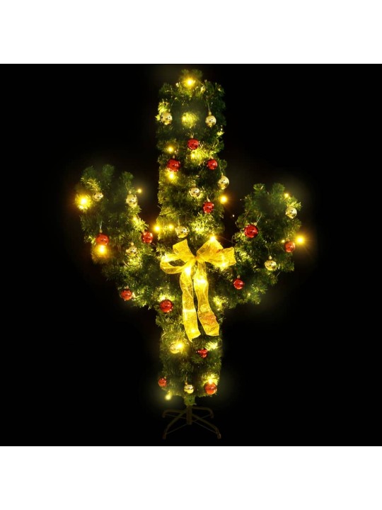 Vánoční kaktus se stojanem a LED zelený 150 cm PVC
