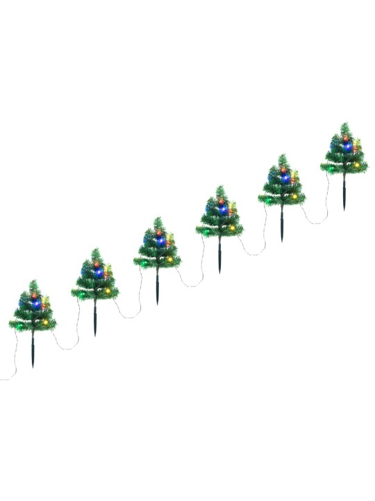 Vánoční stromky k cestě 6 ks vícebarevné LED diody 45 cm PVC