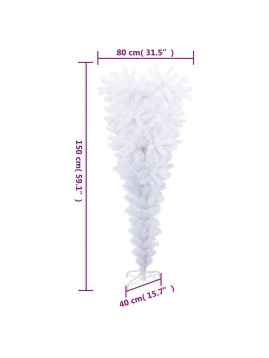 Obrácený umělý vánoční stromek se stojanem bílý 150 cm