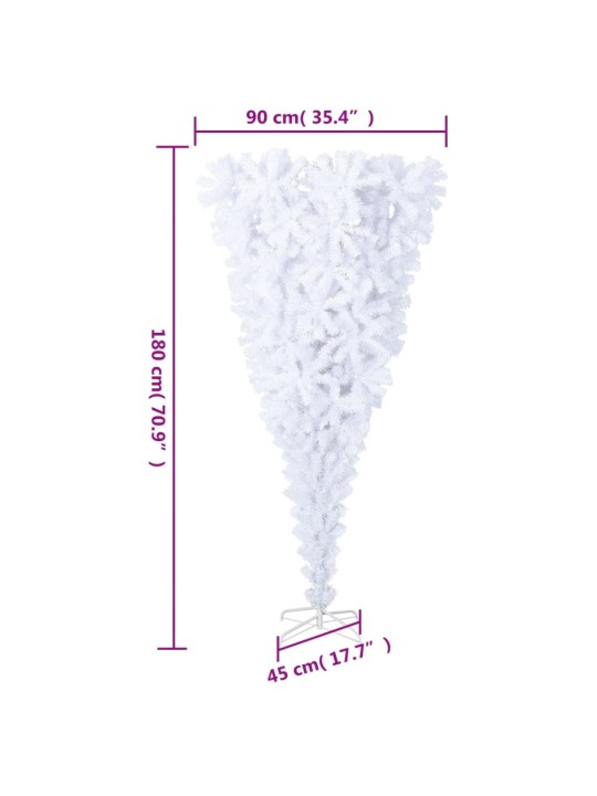 Obrácený umělý vánoční stromek se stojanem bílý 180 cm
