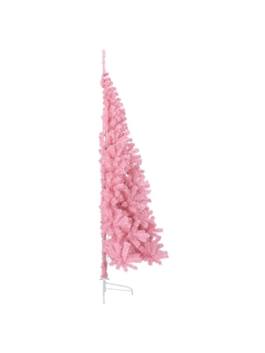 Umělý poloviční vánoční stromek se stojanem růžový 210 cm PVC