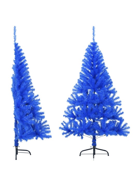 Umělý poloviční vánoční stromek se stojanem modrý 120 cm PVC