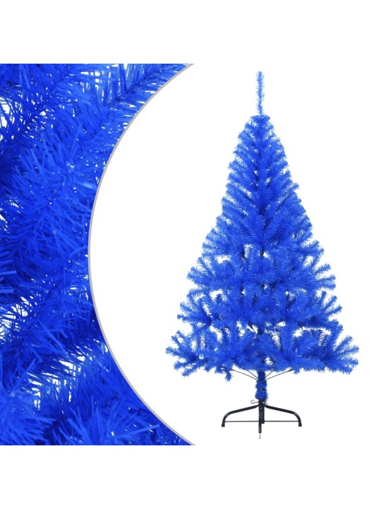 Umělý poloviční vánoční stromek se stojanem modrý 120 cm PVC